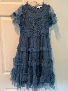 Ivy City Co Blue Ruffle Tulle Dress